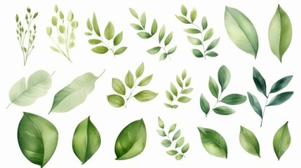 Naklejka premium Hand painted foliage pattern, seamless floral print with green leaves, watercolor illustration Collection isolated white background suitable for Wedding Invitation, wallpapers, textile or cover