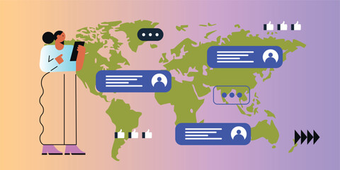 Technology Vector flat illustration. Social media and business presentations, user interface, UX, graphic and web design, apps and interfaces. EPS 10