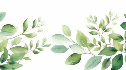 Hand painted foliage pattern, seamless floral print with green leaves, watercolor illustration Collection isolated white background suitable for Wedding Invitation, wallpapers, textile or cover