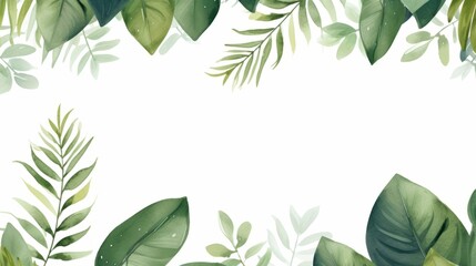 Hand painted foliage pattern, seamless floral print with green leaves, watercolor illustration Collection isolated white background suitable for Wedding Invitation, wallpapers, textile or cover - obrazy, fototapety, plakaty