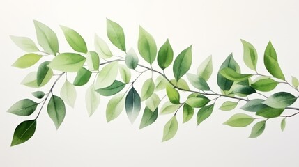 Hand painted foliage pattern, seamless floral print with green leaves, watercolor illustration Collection isolated white background suitable for Wedding Invitation, wallpapers, textile or cover