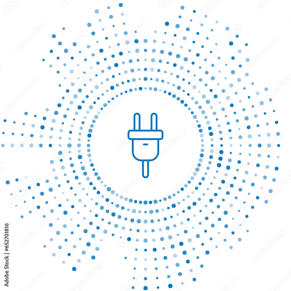 Poster blue line electric plug icon isolated on white background. concept of connection and disconnection o