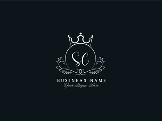 SC, sc Logo Letter, Minimalist Feminine Sc Logo For Your Luxury Shop - obrazy, fototapety, plakaty