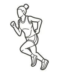 Fototapeta na wymiar A Female Running Marathon Runner Cartoon Woman Run Sport Graphic Vector