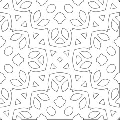 Black lines on white background.
Wallpaper with figures from lines. Abstract geometric black and white pattern for web page, textures, card, poster, fabric, textile. Monochrome repeating design. 