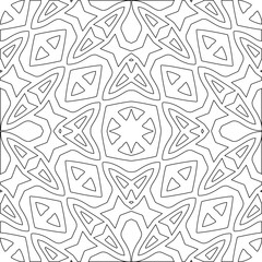 Black lines on white background.
Wallpaper with figures from lines. Abstract geometric black and white pattern for web page, textures, card, poster, fabric, textile. Monochrome repeating design. 