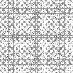 Black lines on white background.
Wallpaper with figures from lines. Abstract geometric black and white pattern for web page, textures, card, poster, fabric, textile. Monochrome repeating design. 