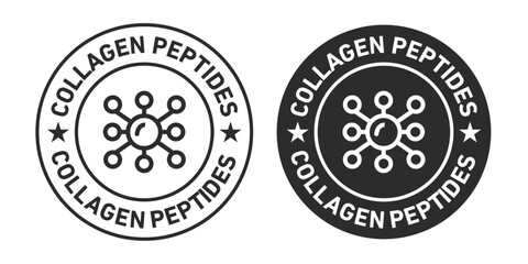 Collagen Peptides rounded vector symbol set on white background - obrazy, fototapety, plakaty
