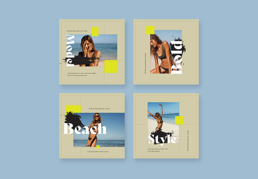Social Media Layouts With Muted and Bright Accent