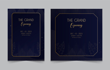 Set of luxury grand opening invitation flyer template, golden elegant luxury background, premium quality pattern,vecor illustration eps 10