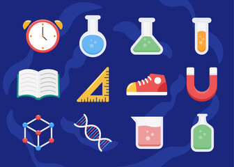 Laboratory science vector collection. chemistry education icon set.