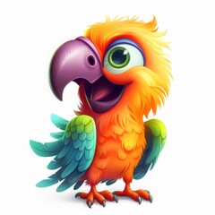 cartoon parrot on white background character.