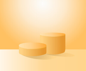 3D Product podium stand display in gold color, studio, modern and luxury style background 
