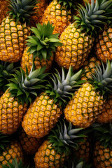 Unique texture of bright summer ripe pineapples - obrazy, fototapety, plakaty
