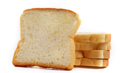 white sandwich bread on white background, new