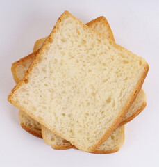 white sandwich bread on white background, new