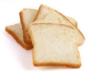 white sandwich bread on white background, new
