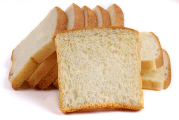 white sandwich bread on white background, new