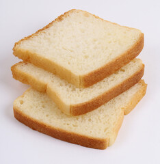 white sandwich bread on white background, new