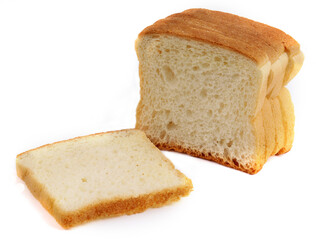 white sandwich bread on white background, new