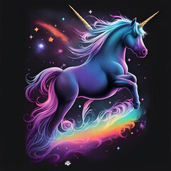 Obraz na płótnie Canvas Unicorn in Galaxy Illustration, unicorn t-shirt design. Generative AI, Generative, AI