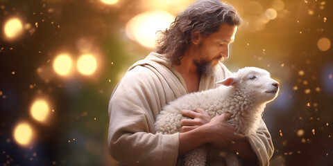 Jesus recovered the lost sheep carrying it in his arms.