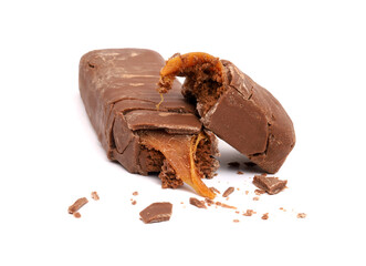 caramel chocolate in white background, new photos