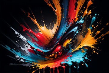 Abstract Splash of Paint Liquid on Dark Background