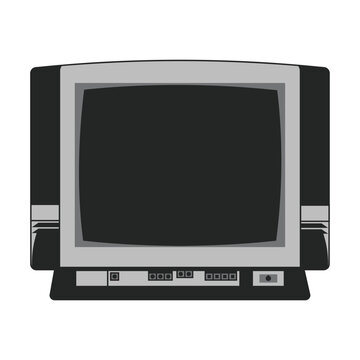 Box analog television visuals with black and white design
