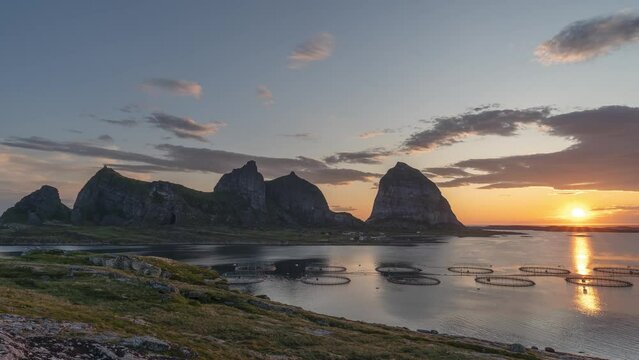 Landscape sunset island rocks in sea travel nature beautiful destinations Helgeland Traena islands idyllic scenery