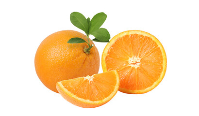 Orange with cut in half  isolated on awhite background