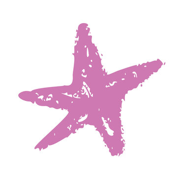 Naklejki Shape elements, abstract. Graphic pink stars among scribble doodles, color collage. Flat vector illustrations isolated on white background