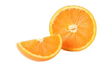 Orange with cut in half  isolated on white background