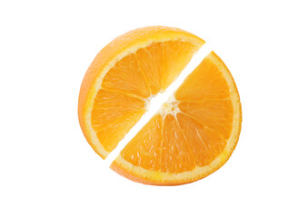 Orange with cut in half  isolated on white background