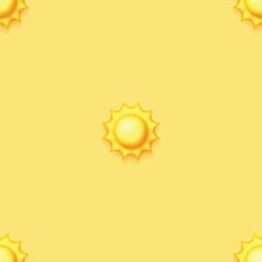 Seamless Colorful Aesthetic Pattern with Cute Suns. Romantic Simple Design Element. Monochromatic Yellow Texture. Design for Prints, Fabrics, Wallpapers etc. Vector 3d Illustration