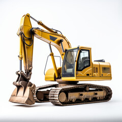 Heavy modern digger excavator isolated on a white background.