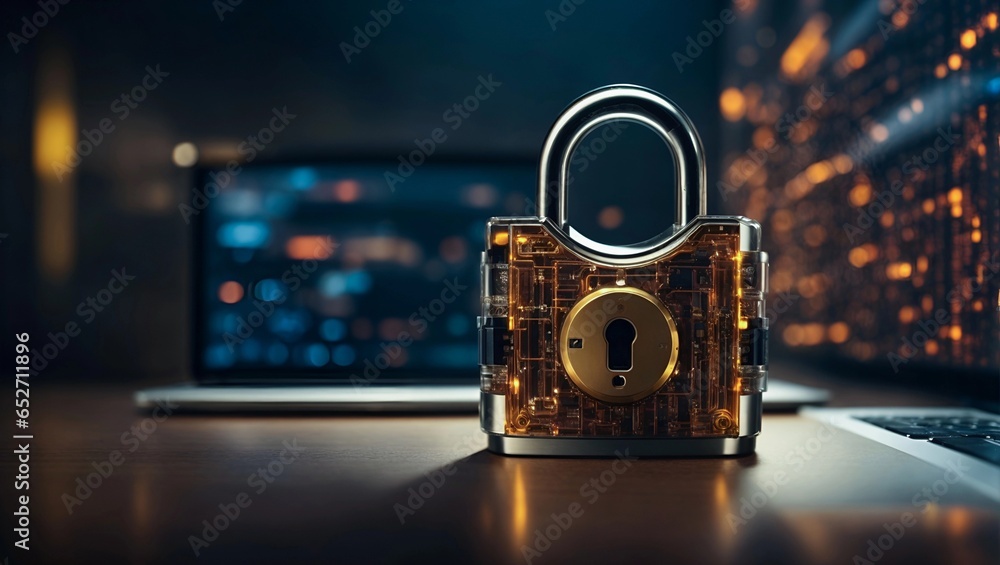 Wall mural cybersecurity concept, user privacy security and encryption, secure internet access future technolog