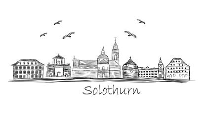 Solothurn Switzerland city skyline sketch