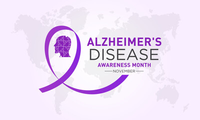 Alzheimer's disease awareness month is observed every year in november. Vector template for banner, greeting card, poster with background. Vector illustration.