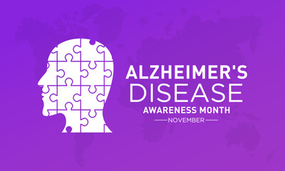 Alzheimer's disease awareness month is observed every year in november. Vector template for banner, greeting card, poster with background. Vector illustration.
