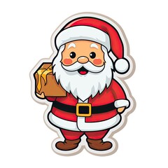 Santa Claus as a sticker with a white background. Generative AI