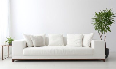 A beautiful canvas frame 3D mockup in living room, bed room, modern Interior Design Background Generative AI