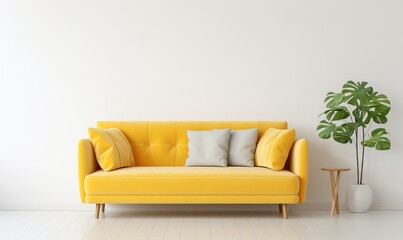 A beautiful canvas frame 3D mockup in living room, bed room, modern Interior Design Background Generative AI