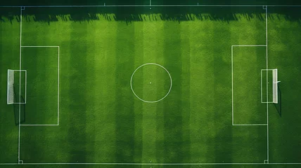 Fotobehang drone view, green football field from above panorama view of top stadium © kichigin19