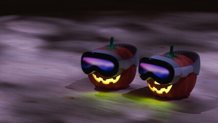 Halloween pumpkin background, 3d rendered illustration