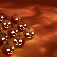 Halloween pumpkin background, 3d rendered illustration