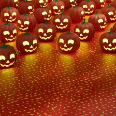 Halloween pumpkin background, 3d rendered illustration