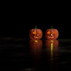 Halloween pumpkin background, 3d rendered illustration