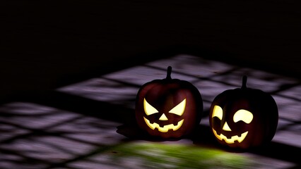 Halloween pumpkin background, 3d rendered illustration