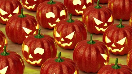 Halloween pumpkin background, 3d rendered illustration